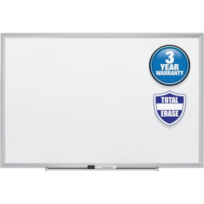 Quartet - Quartet® Tableau en mélamine standard, cadre aluminium, 5 pi x 3 pi - largeur de 60 po (1524 mm) x hauteur de 36 po (914,40 mm) - Surface Blanc Mélamine - Frame Argenté Aluminium - Horizontale/Verticale - 1 chaque NON MAGNETIC 