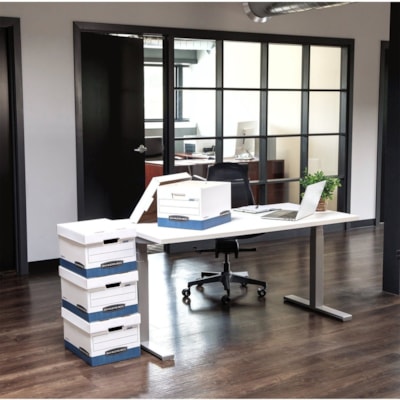 Bankers Box STOR/FILE Storage Box - Internal Dimensions: 12" (304.80 mm) Width x 24" (609.60 mm) Depth x 10" (254 mm) Height - External Dimensions: 12.9" (327.15 mm) Width x 25.4" (644.65 mm) Depth x 10.3" (260.35 mm) Height - Media Size Supported: Letter - Lift-off Closure - Medium Duty - Stackable STORAGE BOX 