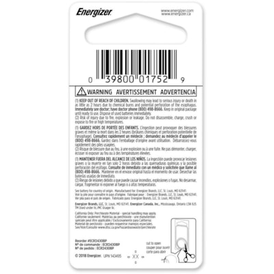 Energizer 2430 Lithium Coin Battery - For Multipurpose - 290 mAh - 3 V DC - 1 Each COIN BATTERY 