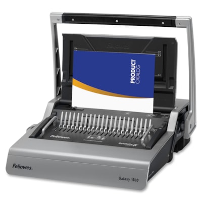 Fellowes Galaxy(tm) 500 Comb Binding Machine w/ Starter Kit - CombBind - 500 Sheet(s) Bind - 28 Punch - 6.50" (165.10 mm) Height x 20.88" (530.35 mm) Width x 17.75" (450.85 mm) Depth - Metallic Silver, Black achine with Starter Kit 