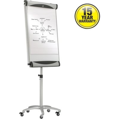 Quartet - Chevalet pour tableau effaçable à sec Euro - largeur de 27 po (685,80 mm) x hauteur de 41 po (1041,40 mm) - Surface Blanc Porcelaine - Frame Argenté Aluminium - Magnétique - 1 chaque PREMIUM  PORCELAINE DURABLE 24X41 PO  5 ROULETTES