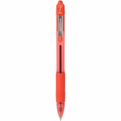 Zebra Z-Grip Retractable Ballpoint Pens - 1 mm (0.04") Medium Pen Point - Retractable - Red Ink - Clear, Red Barrel - 1 Each MEDIUM POINT  1.0 