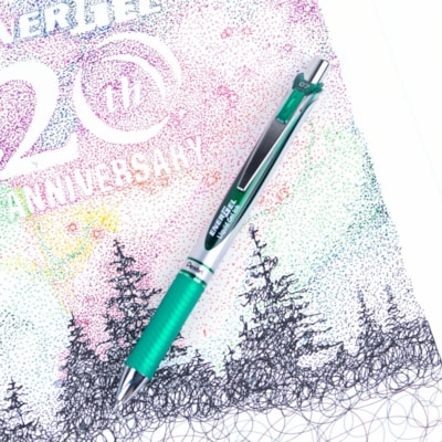 EnerGel Retractable Gel Roller, (0.7mm) Metal Tip, Green Ink - Pentel EnerGel Retractable Liquid Gel Rollerball Pen, Everyday Writing, Office Supplies, School Supplies, 0.7mm Medium Point, Green Ink ROLLER BALL PENS 