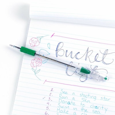 R.S.V.P. Ballpoint Pen, (1.0mm), Green Ink - Pentel R.S.V.P. Ballpoint Pen, Everyday Writing, Office Supplies, School Supplies, Long Lasting 1,400m Writing Distance, 1.0mm Bold Point, Green Ink  