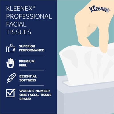 Kleenex Professional Facial Tissue Cube for Business - 2 Ply - 8.40" (213.36 mm) Width x 8" (203.20 mm) Length - White - 95 / Box CUBE BOX 2-PLY 