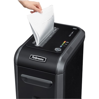 Fellowes 99Ci 100% Jam Proof Cross-Cut Shredder - Cross Cut - 17 Per Pass - for shredding Paper, Staples, Credit Card, Paper Clip, CD, DVD - 0.2" (3.97 mm) x 1.5" (38.10 mm) Shred Size - P-3 - 2.40 in/s (60.96 mm/s) - 30 Minute Run Time - 40 Minute Cool Down Time - 34.07 L Wastebin Capacity - Black, 17 SHEETS CROSS CUT 9 GAL SHRED SIZE 0.16MM X 1.5MM