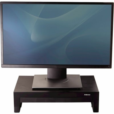 Fellowes Designer Suites Monitor Riser - Up to 21" (533.40 mm) Screen Support - 40 lb (18143.69 g) Load Capacity - 4.38" (111.25 mm) Height x 16" (406.40 mm) Width x 9.38" (238.25 mm) Depth - Desktop - Black, Pearl  