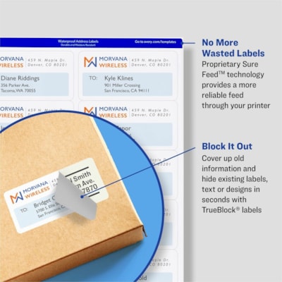 Avery® Shipping Labels, Sure Feed®, 2" x 4" , 250 Labels (5263) - 2" (50.80 mm) Width x 4" (101.60 mm) Length - Permanent Adhesive - Rectangle - Laser - White - Paper - 10 / Sheet - 25 Total Sheets - 250 Total Label(s) - Permanent Adhesive, Jam Resistant, Customizable - 250 / Pack PERMANENT  WHITE  SHEET LASER  4" X 2"  250 LBLS/PKG