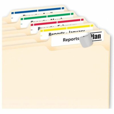 Avery® Filing Labels with TrueBlock(tm) Technology for Laser and Inkjet Printers, ?" x 3-7/16" , Assorted Colours, 600/pk - 2/3" (16.92 mm) Height x 3 7/16" (87.31 mm) Width - Permanent Adhesive - Rectangle - Laser, Inkjet - Assorted, Blue, Red, Yellow, Green, White - Paper - 30 / Sheet - 25  ASSORTED COLOUR BAR 30LBL/SHEET AVERY 20 SHEETS/PK