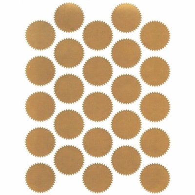 First Base Gold Imprintable Seal - Round - 1.75" (44.45 mm) Diameter - For Certificate, Award - Gold - 8 / Pack  