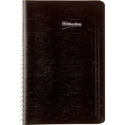 Blueline Undated Daily Planners - Daily - 1 Year - January to December - 8:00 AM to 9:00 PM - Hourly - 5" (127 mm) x 8" (203.20 mm) Sheet Size - Spiral Bound - Black - Bilingual, Phone Directory, Address Directory, Notes Area - 1 Each BLACK LIZARD COVER  BIL.  396P SIZE: 8" X 5"