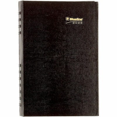 Blueline 2026 CoilPro 12-Month Daily Planner - January to December - 8" x 5" - Black - Bilingual - Julian Dates - Daily - 12 Month - January 2026 to December 2026 - 7:00 AM to 7:30 PM - Half-hourly - 1 Day Single Page Layout - 5" (127 mm) x 8" (203.20 mm) Sheet Size - Twin Wire - Black - Self-adhesi  