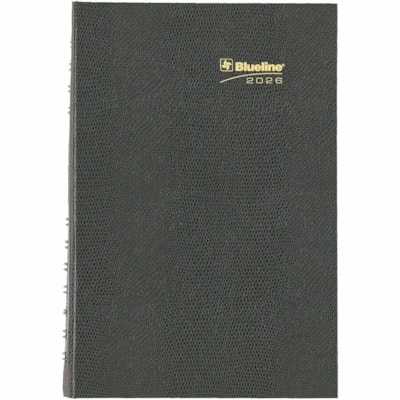 Blueline 2026 CoilPro 12-Month Daily Planner - January to December - 8" x 5" - Assorted Colours - Bilingual - Julian Dates - Daily - 12 Month - January 2026 to December 2026 - 7:00 AM to 7:30 PM - Half-hourly - 1 Day Single Page Layout - 5" (127 mm) x 8" (203.20 mm) Sheet Size - Twin Wire - Assorted  