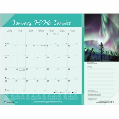 Blueline 2026 Imagine 12-Month Monthly Desk Pad/Calendar - January to December - 22" x 17" - Canadian Provinces - Bilingual - Julian Dates - Monthly - 12 Month - January 2026 to December 2026 - 1 Month Single Page Layout - 22" (558.80 mm) x 17" (431.80 mm) Sheet Size - Desk Pad - Vinyl - Bilingual,   