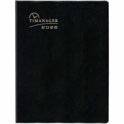 Blueline 2026 Timanager 13-Month Weekly/Monthly Planner - December to December - 10-1/4" x 7-5/8" - Black - English - Julian Dates - Weekly, Monthly - 13 Month - December 2025 to December 2026 - 7:00 AM to 8:30 PM - Half-hourly - 1 Week Double Page Layout - 7 5/8" (193.68 mm) x 10 1/4" (260.35 mm) S  