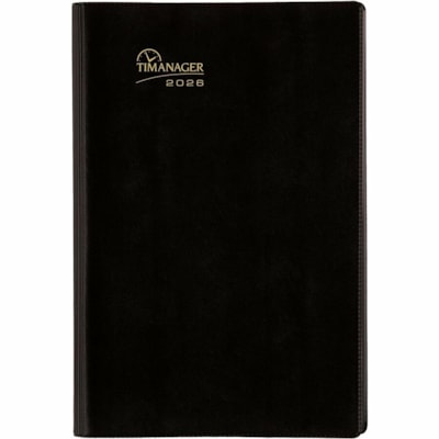 Blueline 2026 Timanager 13-Month Weekly/Monthly Planner - December to December - 9-1/16" x 5-7/8" - Black - English - Julian Dates - Weekly, Monthly - 13 Month - December 2025 to December 2026 - 7:00 AM to 8:30 PM - Half-hourly - 1 Week Double Page Layout - 5 7/8" (149.23 mm) x 9 11/64" (232.82 mm)   