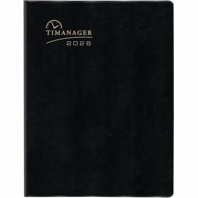 Blueline 2026 Timanager 13-Month Weekly/Monthly Planner - December to December - 11" x 8-1/2" - Noir - English - Julian Dates - Weekly, Monthly - 13 Month - December 2025 to December 2026 - 7:00 AM to 8:30 PM - Half-hourly, 7:00 AM to 6:30 PM - Sunday - 1 Week Double Page Layout - Letter - 8 1/2" (2  