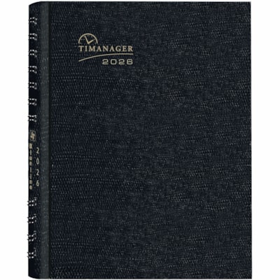 Blueline 2026 Timanager CoilPro 13-Month Weekly Planner - December to December - 11" x 8-1/2" - Black - English - Business - Weekly, Monthly - 13 Month - December 2025 to December 2026 - 7:00 AM to 8:30 PM - Half-hourly, 7:00 AM to 6:30 PM - Sunday - 1 Week Double Page Layout - Letter - 8 1/2" (215.  