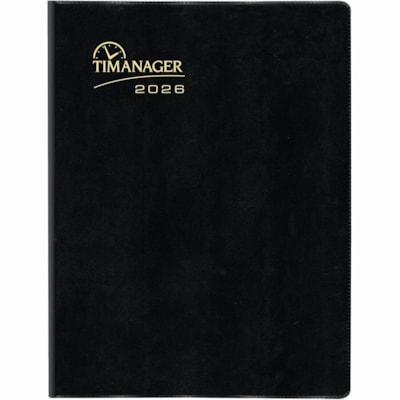 Blueline 2026 Timanager 13-Month Weekly Planner - December to December - 11" x 8-1/2" - Black - English - Weekly, Monthly - 13 Month - December 2025 to December 2026 - 7:00 AM to 6:30 PM - Half-hourly - 1 Week Single Page Layout - Letter - 8 1/2" (215.90 mm) x 11" (279.40 mm) Sheet Size - Twin Wire   