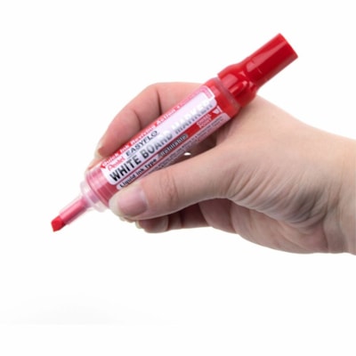 Easyflo White Board Marker (1.3/5.2mm) Red Ink - Pentel EasyFlo Dry Erase Marker, Long Lasting 800m Writing Distance, Chisel Point (1.3/5.2mm), Ideal for Classrooms, Free of Harmful Chemicals, Red Ink DRY ERASE WHITE BOARD MARKERS 