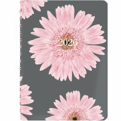 Blueline 2026 Pink Ribbon 12-Month Daily Planner - January to December - 8" x 5" - Pink Daisy - Bilingual - Daily - 12 Month - January 2026 to December 2026 - 7:00 AM to 7:30 PM - Half-hourly - 1 Day Single Page Layout - 8" (203.20 mm) x 5" (127 mm) Sheet Size - Twin Wire - Pink Daisy - Paper - Pink  