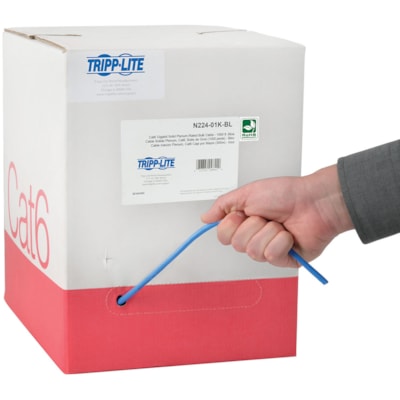 Tripp Lite series N224-01K-BL Cat6 Gigabit Bulk Solid-Core Plenum-Rated CMP Cable, Blue, 1000 ft. - 1000 ft (304.80 m) Category 6 Network Cable for Network Device - 1 Gbit/s - CMP, Plenum - 23 AWG - Blue  d Pair (UTP) - Bare Wire Right  Connector - Bare wi