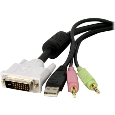 StarTech.com 6 ft 4-in-1 USB DVI KVM Switch Cable with Audio - Connect high resolution DVI video, USB, and audio all in one cable VM cable integrates dual link DVI video quality wi