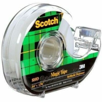 Scotch Magic Invisible Tape Dispenser 3/4" (19 mm x 32.9 m) - 36 yd (32.9 m) Length x 0.75" (19 mm) Width - Clear - Dispenser Included - Desktop Dispenser - 1 / Pack 32.9M LONG SCOTCH BRAND 