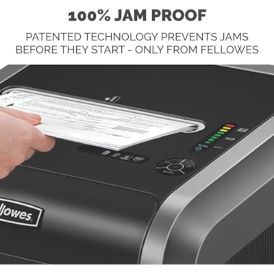 Fellowes Powershred® 225Ci 100% Jam Proof Cross-Cut Shredder - Continuous Shredder - Cross Cut - 22 Per Pass - for shredding Staples, Credit Card, CD, DVD, Paper Clip, Junk Mail, Paper - 0.2" (3.96 mm) x 1.5" (38.10 mm) Shred Size - P-4 - 2.80 in/s (71.12 mm/s) - 9.5" (241.30 mm) Throat - 60.57  20 SHTS CROSS CUT TEMP#3440101 SHRED SIZE 4MM X 38MM 16 GAL