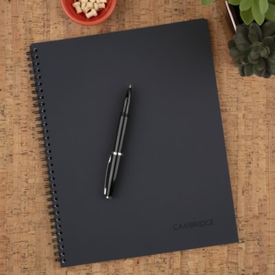 Cambridge Wirebound Legal Ruled Business Notebook, 80 Sheets, 8 1/4" x 11" , Gray - 80 Sheets - 160 Pages - Wire Bound - Legal - 8 1/4" (209.55 mm) x 11" (279.40 mm) Sheet Size - White Paper - Gray Cover - Perforated, Subject, Flexible Cover, Double Sided Sheet, Easy Tear, Durable Cover, Smooth RULED 20LB PERF. SHEETS W/ POLY 2-SIDED POCKET