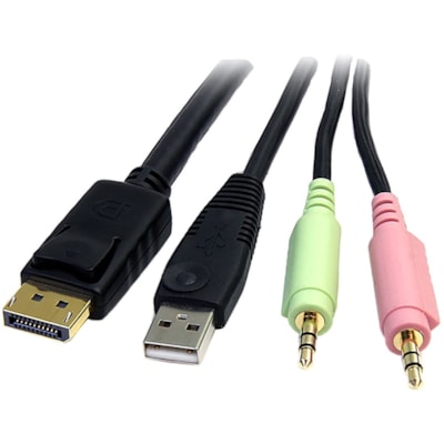 StarTech.com 6 ft 4-in-1 USB DisplayPort KVM Switch Cable - Connect high resolution DisplayPort® video, USB, and audio all in one cable  CABL 