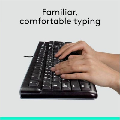 Logitech MK120 Desktop Corded Combo Set - USB Cable Keyboard - 104 Key - USB Cable Mouse - Optical - 1000 dpi - 3 Button - Scroll Wheel - Compatible with Computer for PC - 1 Each  