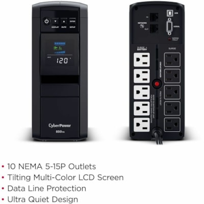 CyberPower UPS Systems CP850PFCLCD PFC Sinewave -  Capacity: 850VA/510 W - CyberPower UPS Systems CP850PFCLCD PFC Sinewave -  Capacity: 850VA/510 W  