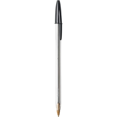 BIC Cristal Xtra Smooth Stic Ball Pen, Black, 12 Pack - 1 mm (0.04") Medium Pen Point - Black Ink - Clear Barrel - 12 Pack PLASTIC BARREL DISPOSABLE 