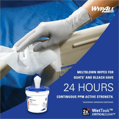 Wypall - Nettoyant de surface CriticalClean Wettask - Pour Multisurface - longueur de 6 po (152,40 mm) x largeur de 12 po (304,80 mm) - Blanc - 140/Rouleau - 6 / Carton  