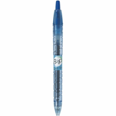 B2P BeGreen Rollerball Pen - 0.7 mm (0.03") Fine Pen Point - Retractable - Blue Ink - Gel-based - Translucent Plastic Barrel - 10 / Box FINE POINT 