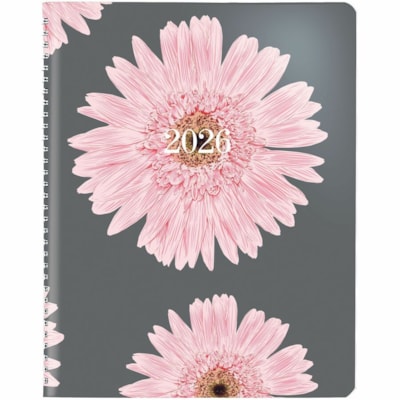 Blueline 2026 Pink Ribbon 14-Month Monthly Planner - December to January - 8-7/8" x 7-1/8" - Pink Daisy - Bilingual - Monthly - 14 Month - December 2025 to January 2027 - 1 Month Double Page Layout - 8 7/8" (225.43 mm) x 7 1/8" (180.98 mm) Sheet Size - Twin Wire - Pink Daisy - Paper - Pink Cover - 0  