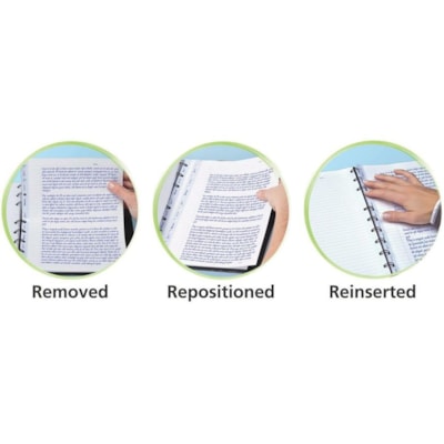 Blueline MiracleBind College Ruled Notebooks - 150 Pages - Twin Wirebound - Ruled Margin - 8" (203.20 mm) x 5" (127 mm) Sheet Size - Black Ribbed Cover - Hard Cover, Removable, Repositionable, Micro Perforated, Index Sheet, Pocket, Self-adhesive Tab, Telephone & Address Pages, Hole-punched - Recycle TWIN BINDING WITH HARD RIB EMBOSSED COVER 8X5 BLACK