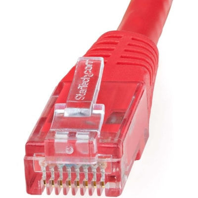StarTech.com 25ft CAT6 Ethernet Cable - Red Molded Gigabit - 100W PoE UTP 650MHz - Category 6 Patch Cord UL Certified Wiring/TIA - 25ft Red CAT6 Ethernet cable delivers Multi Gigabit 1/2.5/5Gbps & 10Gbps up to 160ft - 650MHz - Fluke tested to ANSI/TIA-568-2.D Category 6 - 24 AWG stranded 100% copper elivers Multi Gigabit 1/2.5/5G bps & 10Gbps up to 1