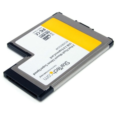 StarTech.com 2 Port Flush Mount ExpressCard 54mm SuperSpeed USB 3.0 Card Adapter with UASP Support - 5Gbps - Add two flushmount USB 3.0 ports to your ExpressCard-enabled laptop - 2 Port Flush Mount 54mm ExpressCard USB 3.0 Card Adapter with UASP Support - ExpressCard USB 3 Controller - USB 3.0 Expre ts to your ExpressCard-enabled  laptop - 2 Port Flu