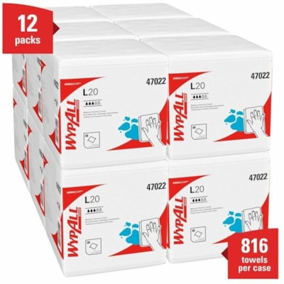 Wypall GeneralClean Cleaning Cloth - For Multi Surface, Multipurpose - Ready-To-Use - Wipe - 12.50" (317.50 mm) Length x 12" (304.80 mm) Width - Quarter-fold, Disposable, Absorbent, Textured, Lightweight - White - 68 / Box 68SHT/PK 12PK/CS 12.5"X12" 