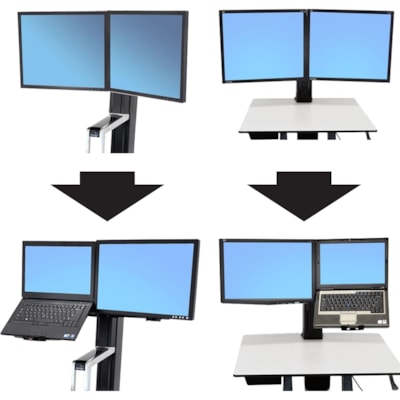 Ergotron WorkFit Multi Component Mount for Workstation, Notebook - Black - Height Adjustable - 1 Display(s) Supported - 24" Screen Support - 24.25 lb (11000 g) Load Capacity - 100 x 100, 75 x 75 - VESA Mount Compatible O COMBO  WORKFIT-C. 