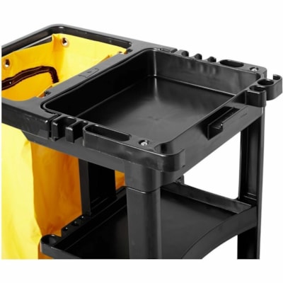 Chariot de conciergerie Rubbermaid Commercial - 4 Roulette - Plastique, Vinyle - Noir, Jaune - 1 / Étui 21-3/4IN.W X 46IN.L X 38-3/8IN .H  BLACK