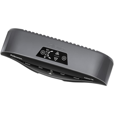 Fellowes - Plastifieuses de bureau Callisto - En sachet - largeur de la stratification 9,50 po (241,30 mm) - épaisseur de laminage 5 mil (0,13 mm) - hauteur de 4,25 po (107,95 mm) x largeur de 17,75 po (450,85 mm) x profondeur de 5,75 po (146,05 mm) 19'/MIN THRU SPED.1MINWARMUP HOT & COLD 3-5 MIL CAP SLVMIN
