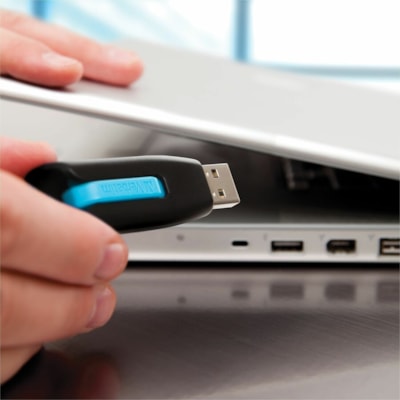 Microban Store 'n' Go V3 USB Drive - 16 GB - USB 3.2 (Gen 1) Type A - Blue, Black - Lifetime Warranty - 1 Each B 3.2 GEN 1  FLASH DRIVE BLUE 