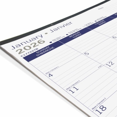 Blueline 2026 DuraGlobe 12-Month Monthly Desk Pad/Calendar - January to December - 22" x 17" ,Bilingual - Monthly - 12 Month - January 2026 to December 2026 - 1 Month Single Page Layout - 17" (431.80 mm) x 22" (558.80 mm) Sheet Size - Desk Pad - Chipboard, Bamboo Fiber, Paper - Bilingual, Reinforced  