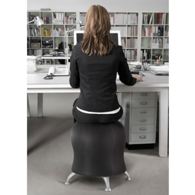 Safco - Chaise ballon d'exercice Zenergy(tm) - Polyester Seat Material - Quatre pieds Base - Noir - Chlorure de polyvinyle (PVC)., Polypropylène, Acier - 1 chaque  