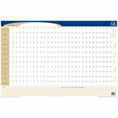 DayTimer Yearly Undated Laminated Reversible Planner, 24"x 36" - 24" (609.60 mm) x 35 4/5" (909.32 mm) Sheet Size - Wall Mount - Reversible, Write on/Wipe off, Laminated - 1 Each FLEXIBLE PLANNER  REVERSIBLE LAMINATED  UNDATED CALENDARS