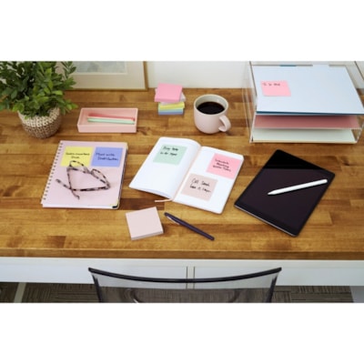 Post-it® Greener Dispenser Notes - Sweet Sprinkles Color Collection - 600 - 3" (76.20 mm) Flag/Note Width x 3" (76.20 mm) Flag/Note Length - Square - 100 Sheets per Pad - Unruled - Positively Pink, Fresh Mint, Moonstone - Paper - Repositionable, Self-adhesive - Recycled ASSORTED COLOURS 3" X 3" 6 PADS/PACK