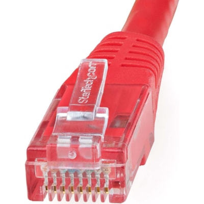 StarTech.com 50ft CAT6 Ethernet Cable - Red Molded Gigabit - 100W PoE UTP 650MHz - Category 6 Patch Cord UL Certified Wiring/TIA - 50ft Red CAT6 Ethernet cable delivers Multi Gigabit 1/2.5/5Gbps & 10Gbps up to 160ft - 650MHz - Fluke tested to ANSI/TIA-568-2.D Category 6 - 24 AWG stranded 100% copper  CABL 